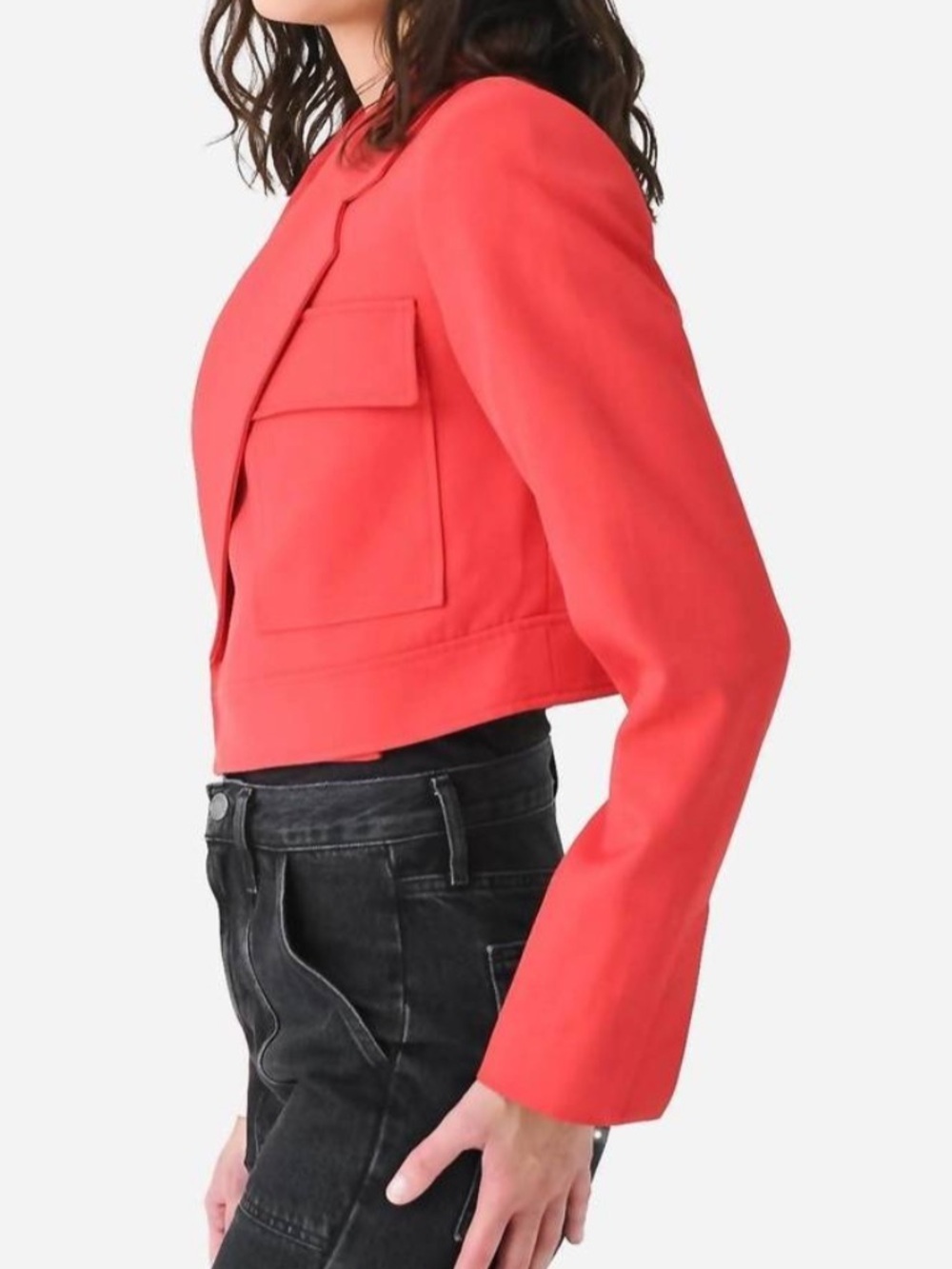 A.L.C. Reeve Cropped Blazer Jacket Patch Pocket Ruby Red Size 6 - Picture 15 of 16